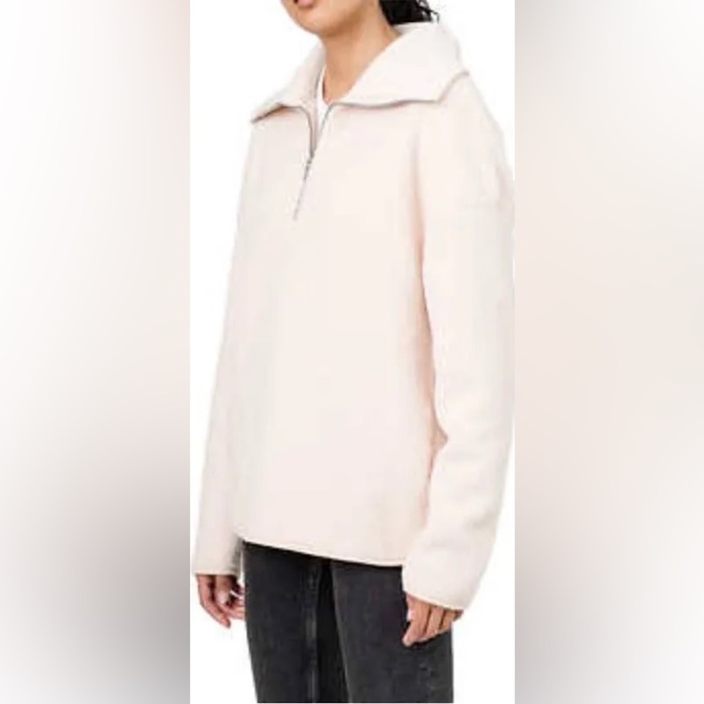 Elle Cream Quarter-Zip Pullover Fleece, Sz XL